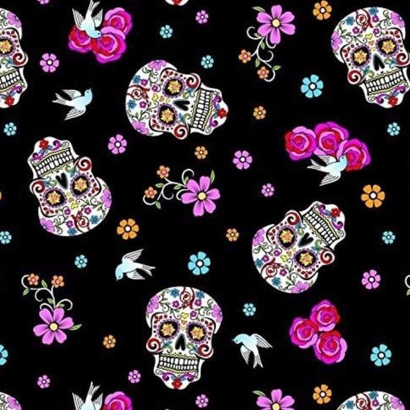 2-Day of the Dead 1 Yard Fabric Panels. - Picture 3 of 5